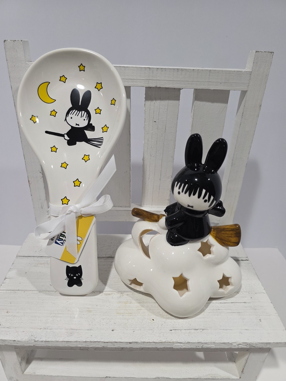 New! ​Miffy Witch Halloween Ceramic Spoon Rest & LED Light-Up Votive Set.